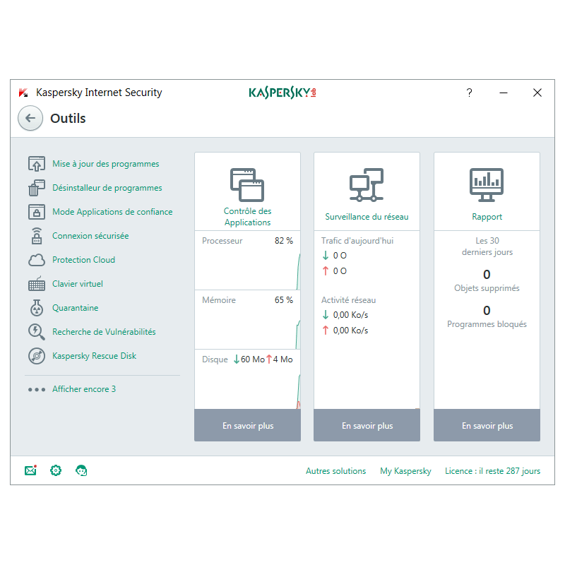 Logiciel Kaspersky Internet Security MAJ 2022 pour 1  3  5  10 Postes