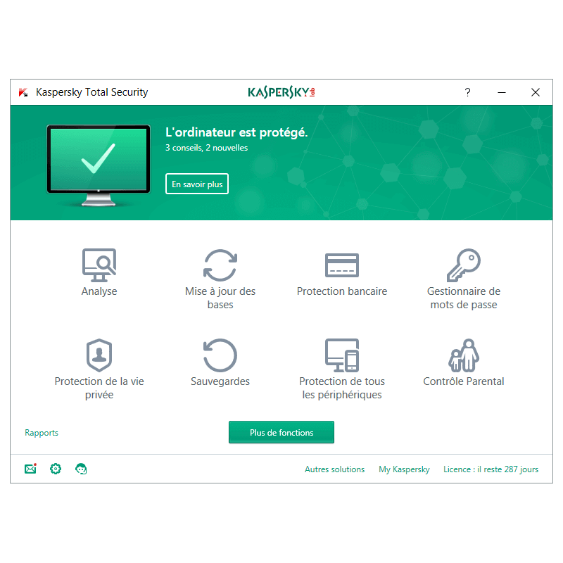 Licence Kaspersky Total Security Mise à jour 2022 1  2  3  5 Postes