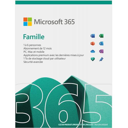 Microsoft Pack Office 365 Famille (abonnement de 15 mois)