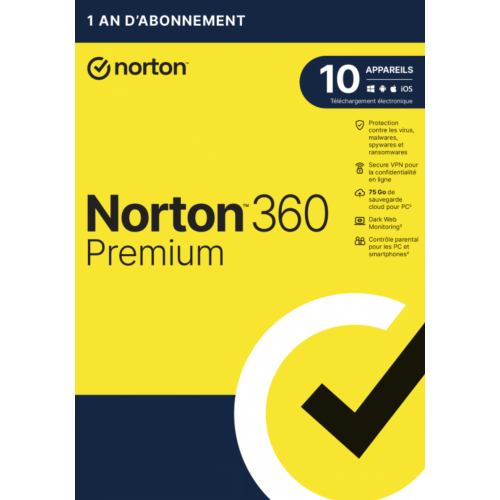 Norton 360 Premium - 10 Appareils - 1 An