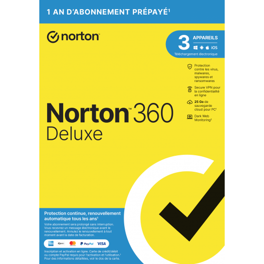 Norton 360 Deluxe 2024 - 3 Appareils - Renouvellement 