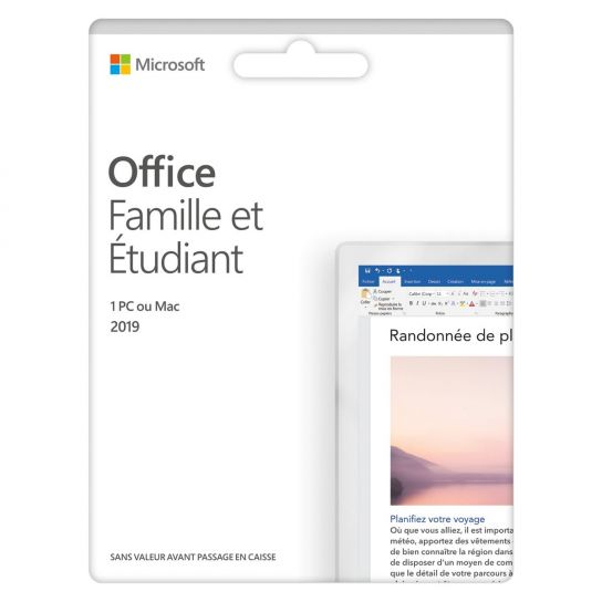 Microsoft Pack Office Famille et Étudiant 2019