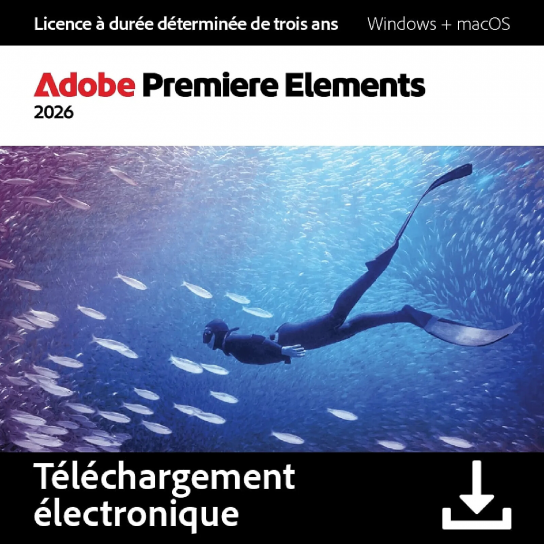 ADOBE Premiere Elements 2026 - 2 PC ou MAC ADOBE Premiere Elements 2026 - 2 PC ou MAC
